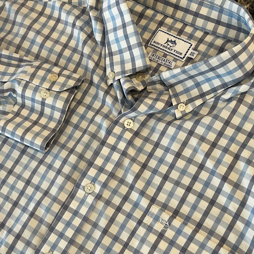 Southern Tide Intercoastal Shirt Mens XXL Plaid Long Sleeve B/